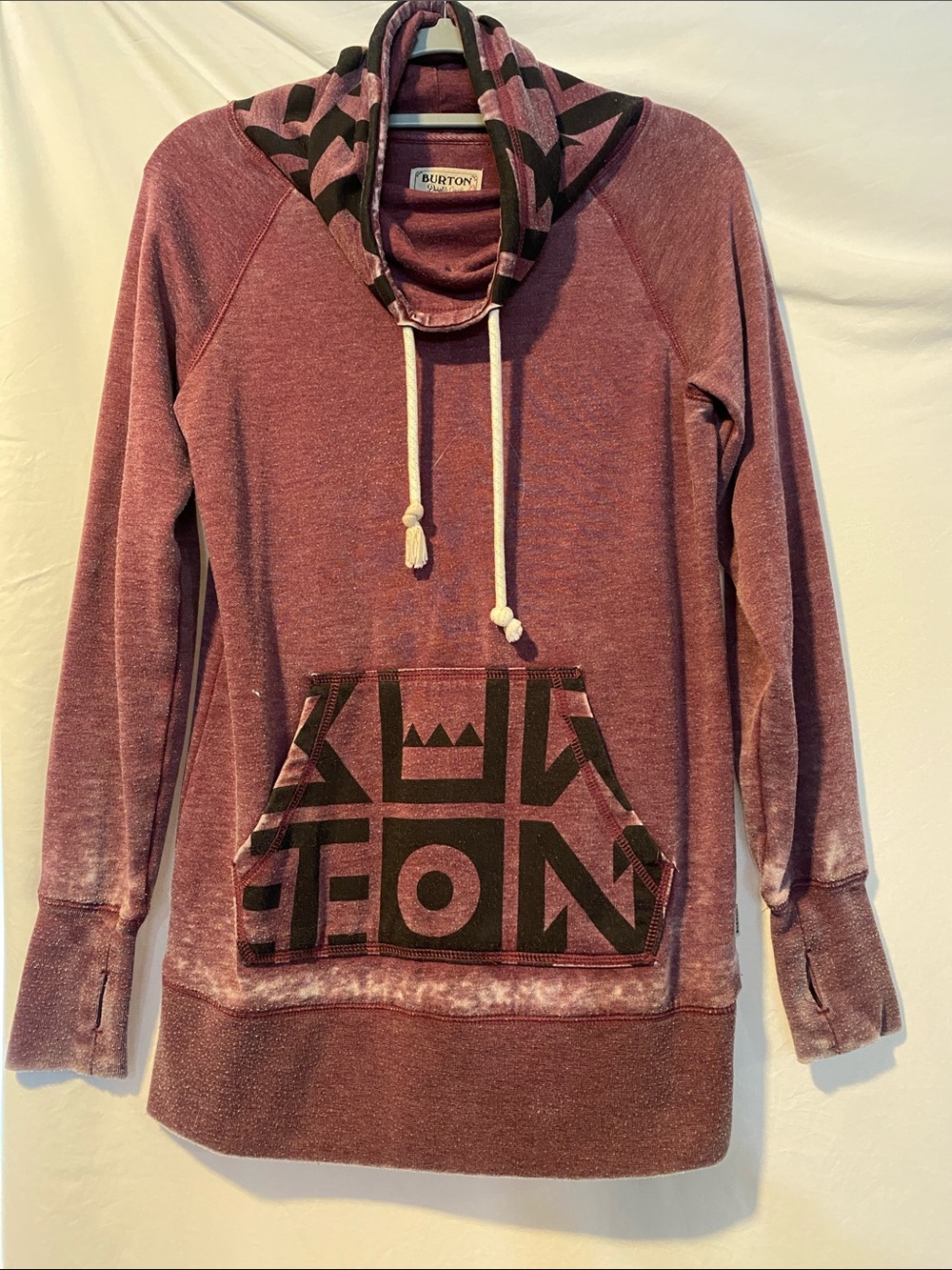 Burton Burgundy Pullover Hoodie with Graphic Pocket